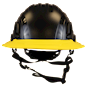Type II + Non-Vented Black Safety Helmet with Yellow FlexBrim (T2NBKFBYL - Front)