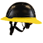Type II + Non-Vented Black Safety Helmet with Yellow FlexBrim (T2NBKFBYL - Left)