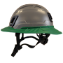 Type II + Non-Vented Dove Gray Safety Helmet with Forest Green FlexBrim (T2NDGFBFG - Left)