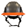 Type II + Non-Vented Dove Gray Safety Helmet with Hi-Viz Orange FlexBrim (T2NDGFBHO - Front)