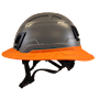 Type II + Non-Vented Dove Gray Safety Helmet with Orange FlexBrim (T2NDGFBOR - Left)