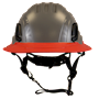 Type II + Non-Vented Dove Gray Safety Helmet with Red FlexBrim (T2NDGFBRD - Front)