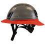 Type II + Non-Vented Dove Gray Safety Helmet with Red FlexBrim (T2NDGFBRD - Left)