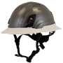 Type II + Non-Vented Dove Gray Safety Helmet with White FlexBrim (T2NDGFBWH - Three Quarter View)