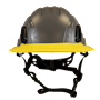 Type II + Non-Vented Dove Gray Safety Helmet with Yellow FlexBrim (T2NDGFBYL - Front)