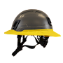Type II + Non-Vented Dove Gray Safety Helmet with Yellow FlexBrim (T2NDGFBYL - Left)