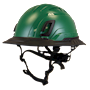 Type II + Non-Vented Forest Green Safety Helmet with Black FlexBrim (T2NFGFBBK - Three Quarter View)