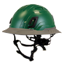 Type II + Non-Vented Forest Green Safety Helmet with Dove Gray FlexBrim (T2NFGFBDG - Three Quarter View)