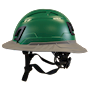 Type II + Non-Vented Forest Green Safety Helmet with Dove Gray FlexBrim (T2NFGFBDG - Left)