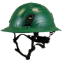 Type II + Non-Vented Forest Green Safety Helmet with Forest Green FlexBrim (T2NFGFBFG - Three Quarter View)