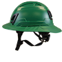 Type II + Non-Vented Forest Green Safety Helmet with Forest Green FlexBrim (T2NFGFBFG - Left)