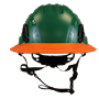 Type II + Non-Vented Forest Green Safety Helmet with Orange FlexBrim (T2NFGFBOR - Front)