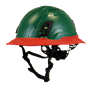 Type II + Non-Vented Forest Green Safety Helmet with Red FlexBrim (T2NFGFBRD - Three Quarter View)