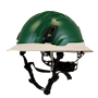 Type II + Non-Vented Forest Green Safety Helmet with White FlexBrim (T2NFGFBWH - Three Quarter View)
