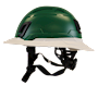 Type II + Non-Vented Forest Green Safety Helmet with White FlexBrim (T2NFGFBWH - Left)