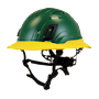 Type II + Non-Vented Forest Green Safety Helmet with Yellow FlexBrim (T2NFGFBYL - Three Quarter View)