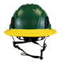 Type II + Non-Vented Forest Green Safety Helmet with Yellow FlexBrim (T2NFGFBYL - Front)