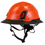 Type II + Non-Vented Hi-Viz Orange Safety Helmet with Black FlexBrim (T2NHOFBBK - Three Quarter View)