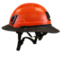 Type II + Non-Vented Hi-Viz Orange Safety Helmet with Black FlexBrim (T2NHOFBBK - Left)