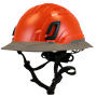 Type II + Non-Vented Hi-Viz Orange Safety Helmet with Dove Gray FlexBrim (T2NHOFBDG - Three Quarter View)