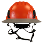 Type II + Non-Vented Hi-Viz Orange Safety Helmet with Dove Gray FlexBrim (T2NHOFBDG - Front)