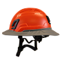 Type II + Non-Vented Hi-Viz Orange Safety Helmet with Dove Gray FlexBrim (T2NHOFBDG - Left)