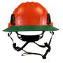 Type II + Non-Vented Hi-Viz Orange Safety Helmet with Forest Green FlexBrim (T2NHOFBFG - Front)