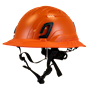 Type II + Non-Vented Hi-Viz Orange Safety Helmet with Hi-Viz Orange FlexBrim (T2NHOFBHO - Three Quarter View)
