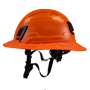 Type II + Non-Vented Hi-Viz Orange Safety Helmet with Hi-Viz Orange FlexBrim (T2NHOFBHO - Left)