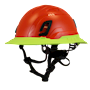 Type II + Non-Vented Hi-Viz Orange Safety Helmet with Hi-Viz Yellow FlexBrim (T2NHOFBHY - Three Quarter View)