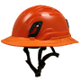 Type II + Non-Vented Hi-Viz Orange Safety Helmet with Orange FlexBrim (T2NHOFBOR - Three Quarter View)