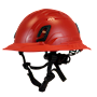 Type II + Non-Vented Hi-Viz Orange Safety Helmet with Red FlexBrim (T2NHOFBRD - Three Quarter View)