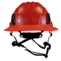 Type II + Non-Vented Hi-Viz Orange Safety Helmet with Red FlexBrim (T2NHOFBRD - Front)