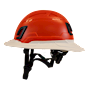 Type II + Non-Vented Hi-Viz Orange Safety Helmet with White FlexBrim (T2NHOFBWH - Left)