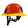 Type II + Non-Vented Hi-Viz Orange Safety Helmet with Yellow FlexBrim (T2NHOFBYL - Left)