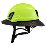 Type II + Non-Vented Hi-Viz Yellow Safety Helmet with Black FlexBrim (T2NHYFBBK - Left)