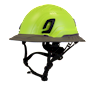 Type II + Non-Vented Hi-Viz Yellow Safety Helmet with Dove Gray FlexBrim (T2NHYFBDG - Three Quarter View)
