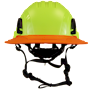 Type II + Non-Vented Hi-Viz Yellow Safety Helmet with Hi-Viz Orange FlexBrim (T2NHYFBHO - Front)