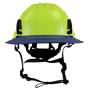 Type II + Non-Vented Hi-Viz Yellow Safety Helmet with Kentucky Blue FlexBrim (T2NHYFBKB - Front)