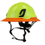 Type II + Non-Vented Hi-Viz Yellow Safety Helmet with Orange FlexBrim (T2NHYFBOR - Three Quarter View)