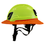 Type II + Non-Vented Hi-Viz Yellow Safety Helmet with Orange FlexBrim (T2NHYFBOR - Left)