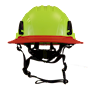 Type II + Non-Vented Hi-Viz Yellow Safety Helmet with Red FlexBrim (T2NHYFBRD - Front)