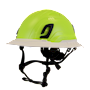 Type II + Non-Vented Hi-Viz Yellow Safety Helmet with White FlexBrim (T2NHYFBWH - Three Quarter View)