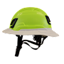 Type II + Non-Vented Hi-Viz Yellow Safety Helmet with White FlexBrim (T2NHYFBWH - Left)