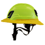 Type II + Non-Vented Hi-Viz Yellow Safety Helmet with Yellow FlexBrim (T2NHYFBYL - Left)