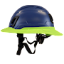 Type II + Non-Vented Kentucky Blue Safety Helmet with Hi-Viz Yellow FlexBrim (T2NKBFBHY - Left)