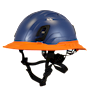 Type II + Non-Vented Kentucky Blue Safety Helmet with Orange FlexBrim (T2NKBFBOR - Three Quarter View)
