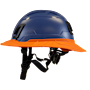 Type II + Non-Vented Kentucky Blue Safety Helmet with Orange FlexBrim (T2NKBFBOR - Left)
