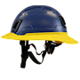 Type II + Non-Vented Kentucky Blue Safety Helmet with Yellow FlexBrim (T2NKBFBYL - Left)