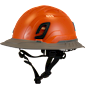 Type II + Non-Vented Orange Safety Helmet with Dove Gray FlexBrim (T2NORFBDG - Three Quarter View)